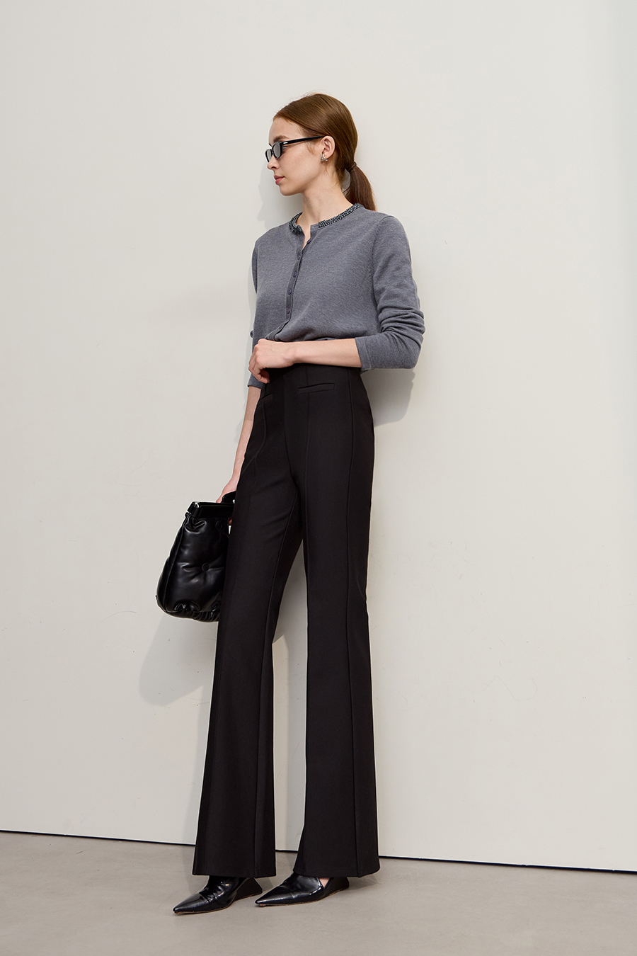 High Waist Flare Casual Long Pants|AMII-AMII.com