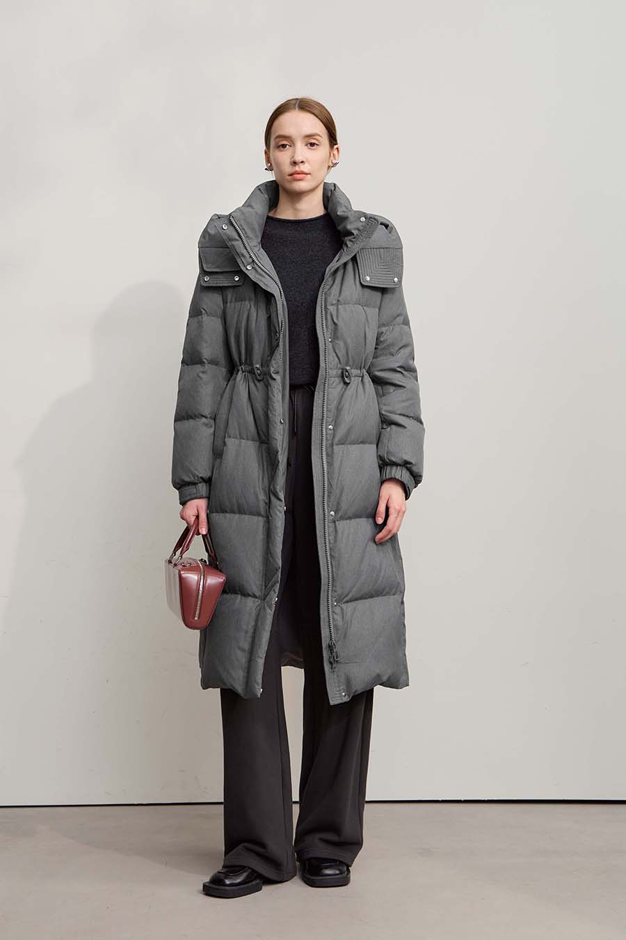 Hooded Long Down Jacket|AMII-AMII.com