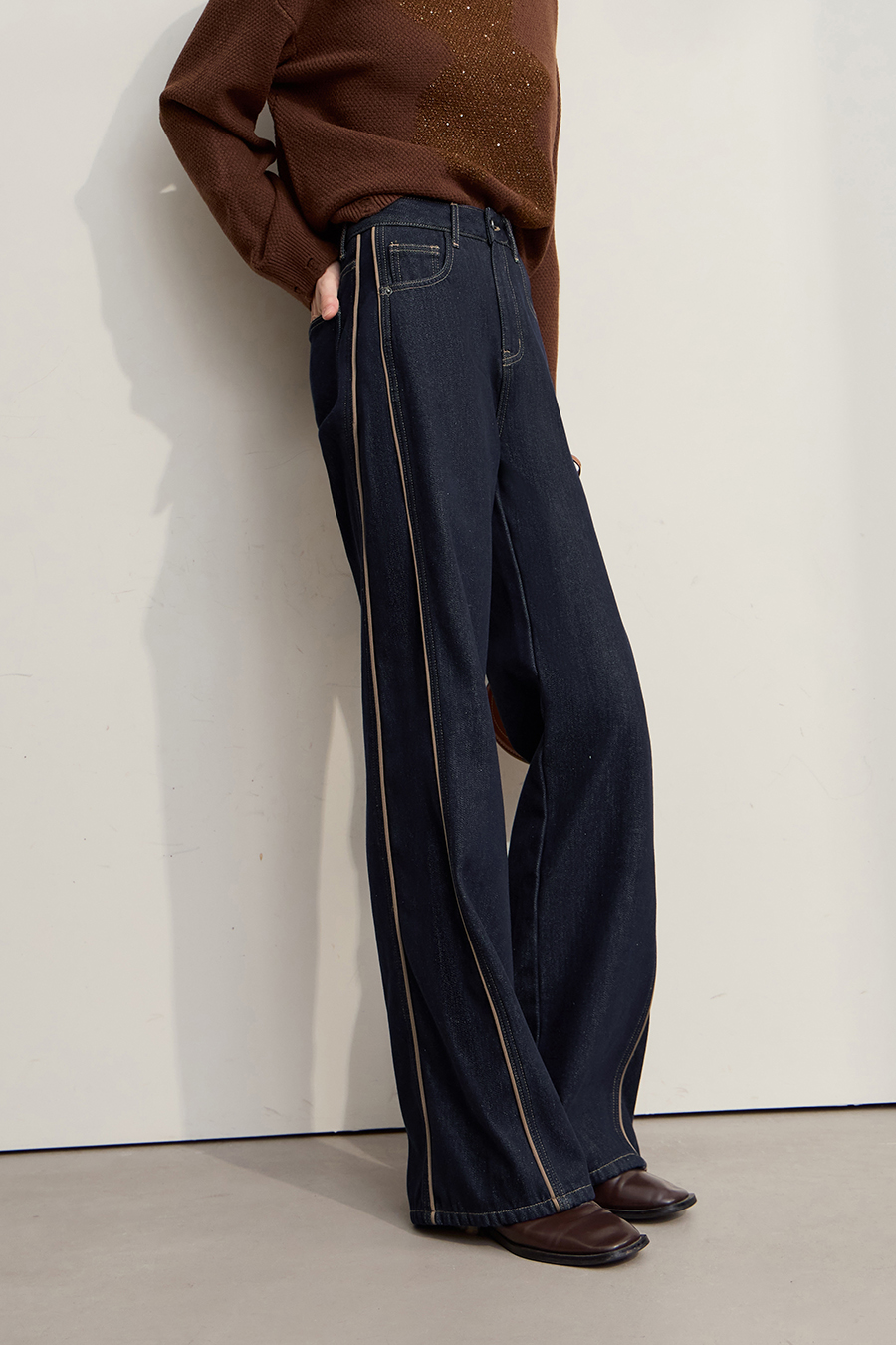 Lyocell Cotton Fleece - lined Jeans|AMII-AMII.com