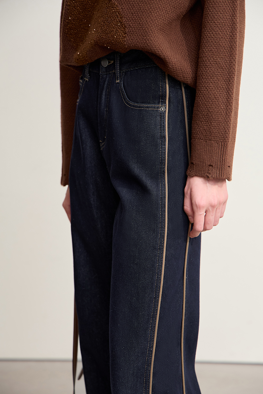 Lyocell Cotton Fleece - lined Jeans|AMII-AMII.com