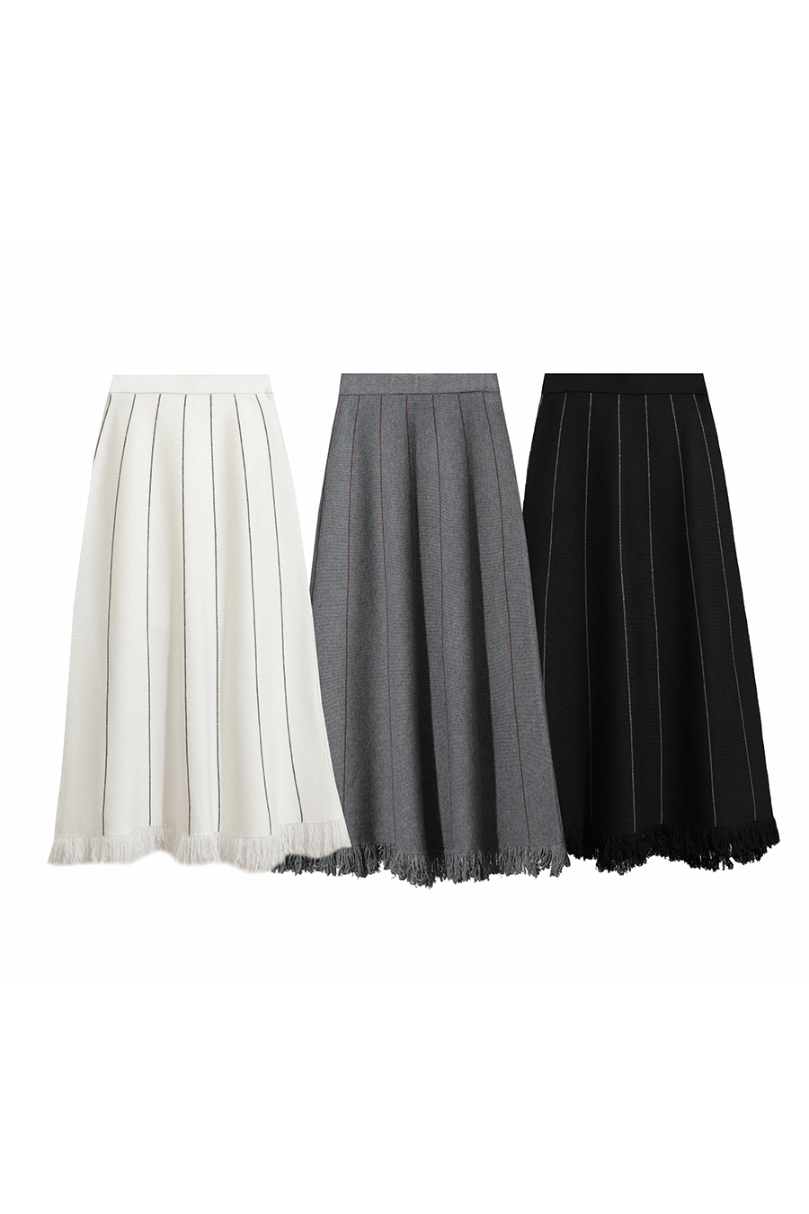 Fringed Raw - edge Skirt|AMII-AMII.com
