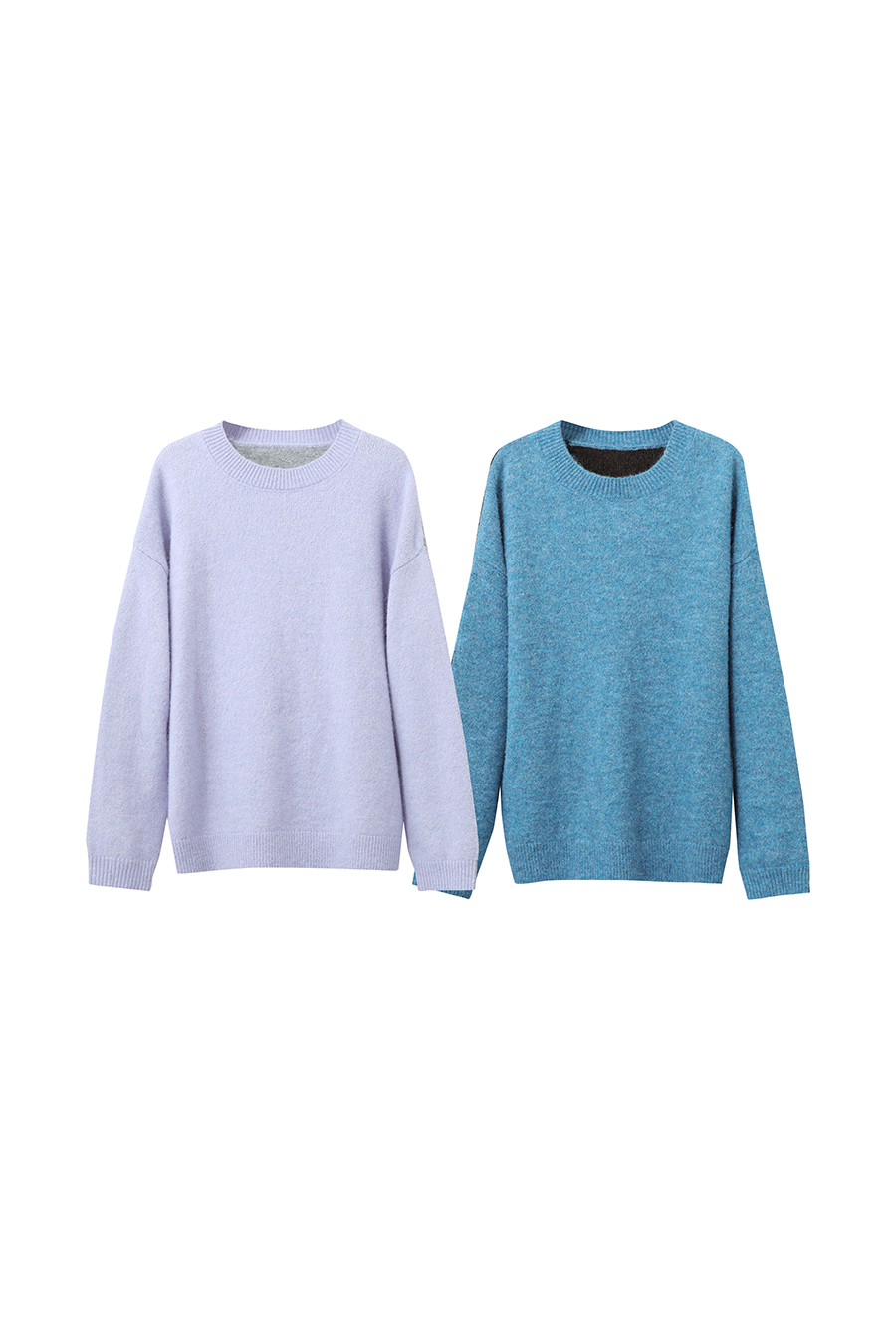 Crew Neck Drop Shoulder Color - block Sweater|AMII-AMII.com