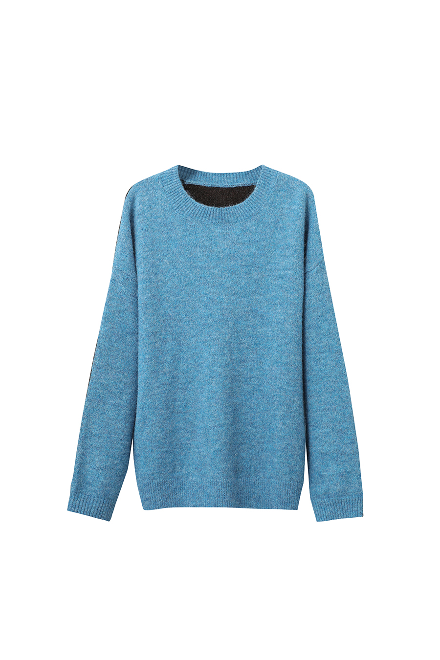 Crew Neck Drop Shoulder Color - block Sweater|AMII-AMII.com