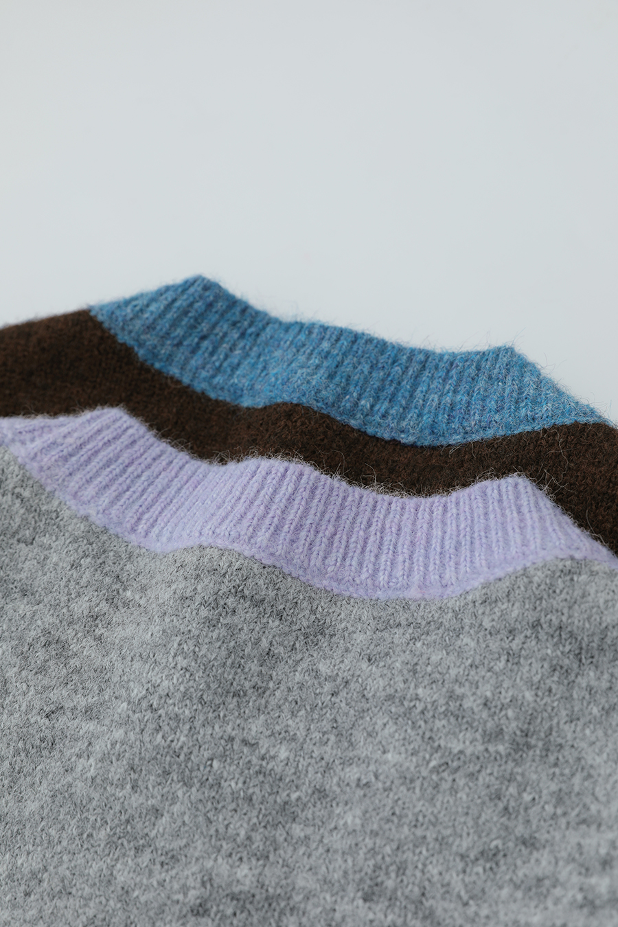 Crew Neck Drop Shoulder Color - block Sweater|AMII-AMII.com