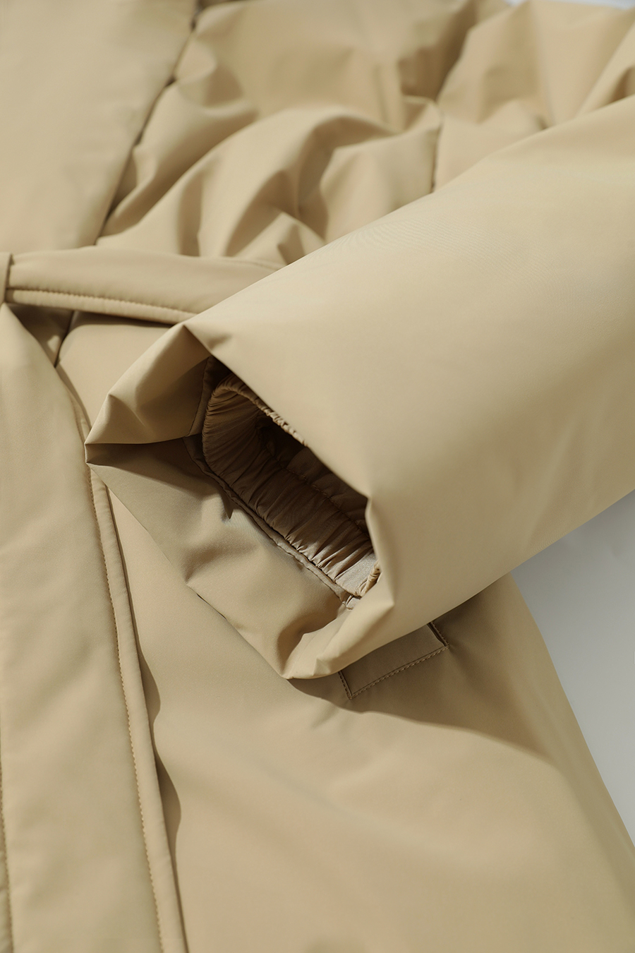 Belted High Neck Long Down Jacket|AMII-AMII.com