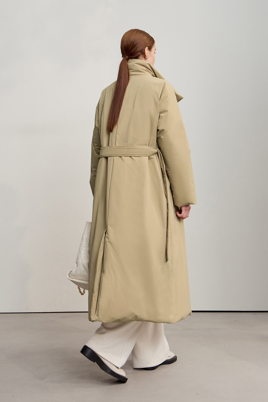 Belted High Neck Long Down Jacket|AMII-AMII.com