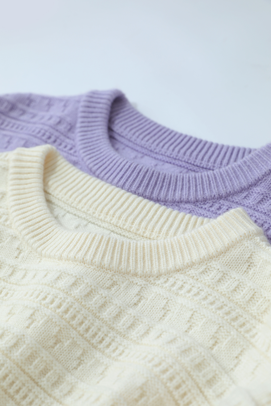 Crew Neck Textured Knit Sweater