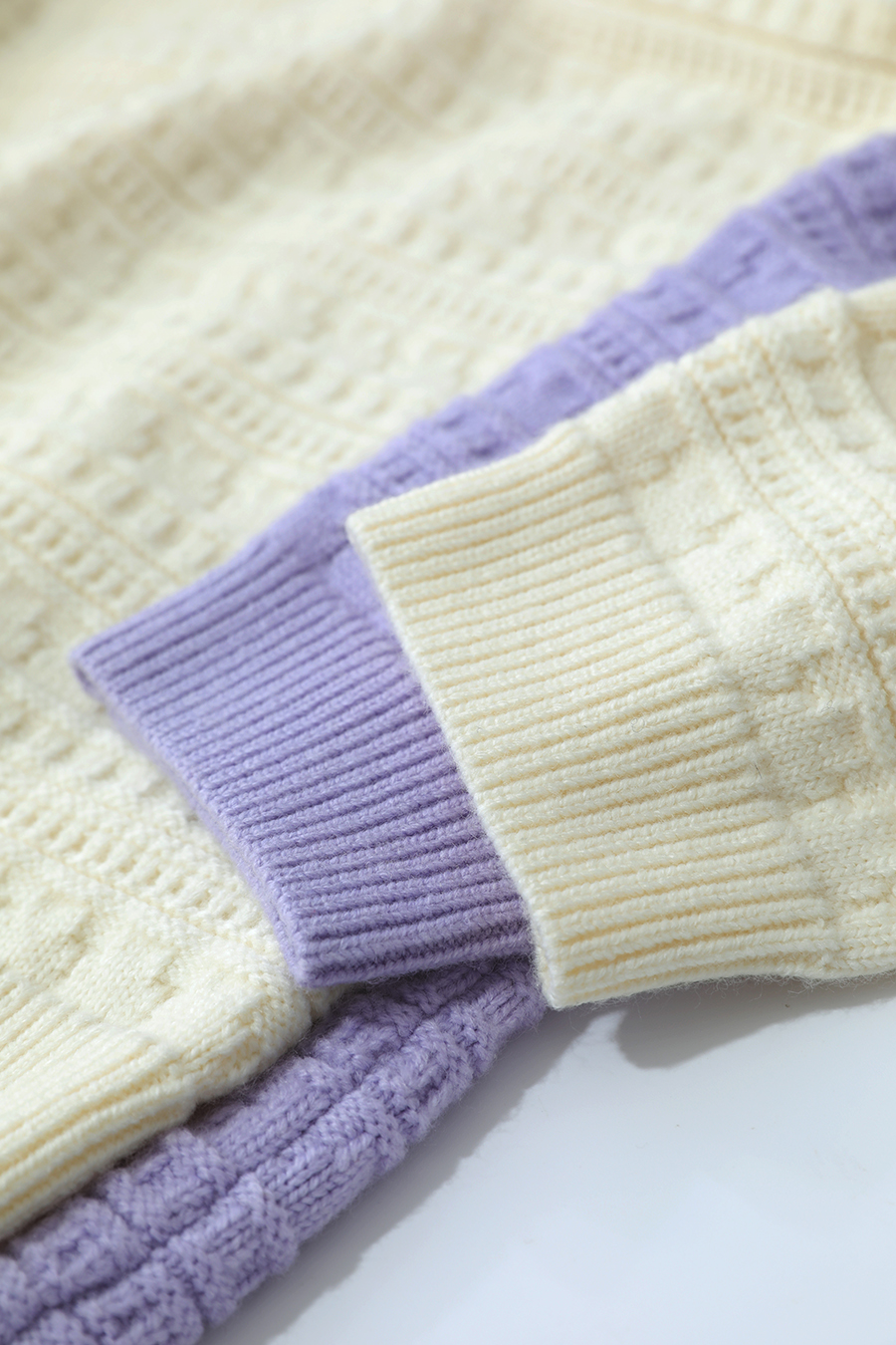 Crew Neck Textured Knit Sweater