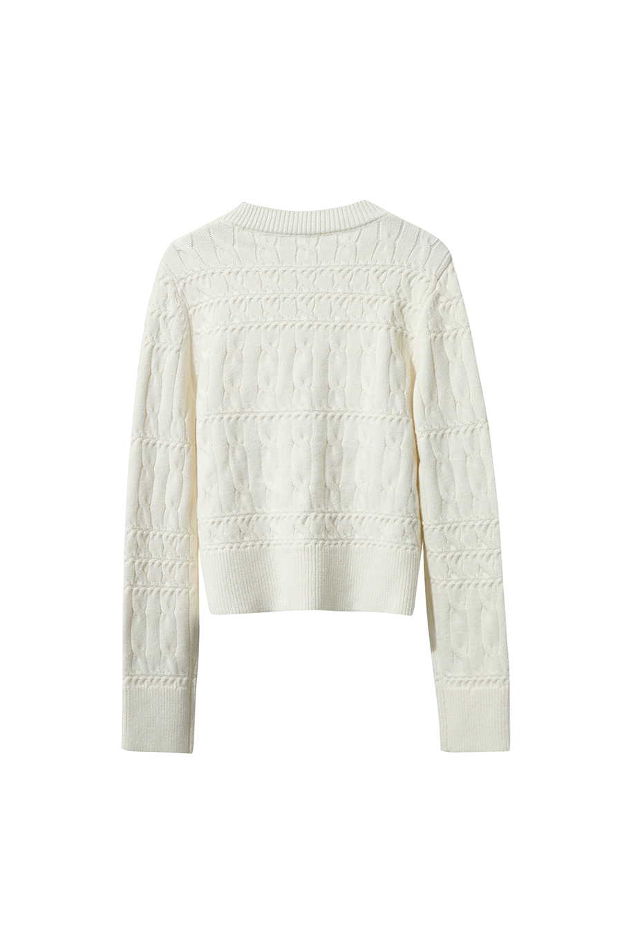 Crew Neck Short Cable Knit Sweater