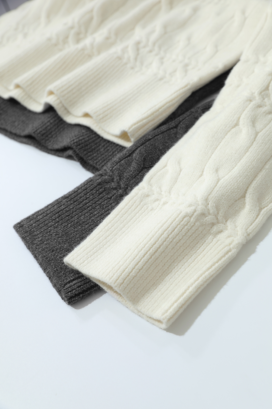 Crew Neck Short Cable Knit Sweater