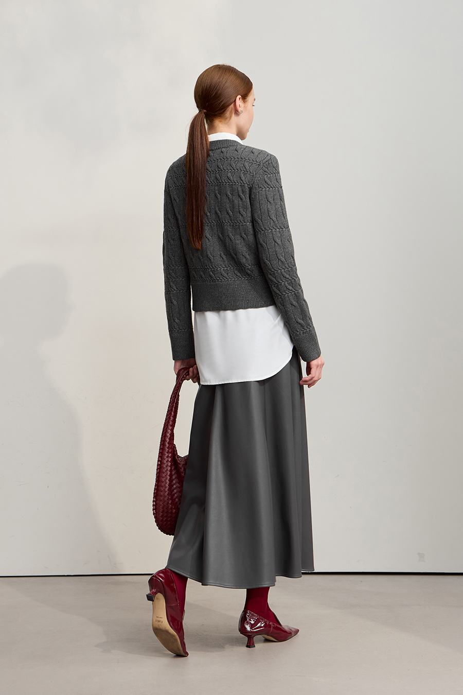 Crew Neck Short Cable Knit Sweater