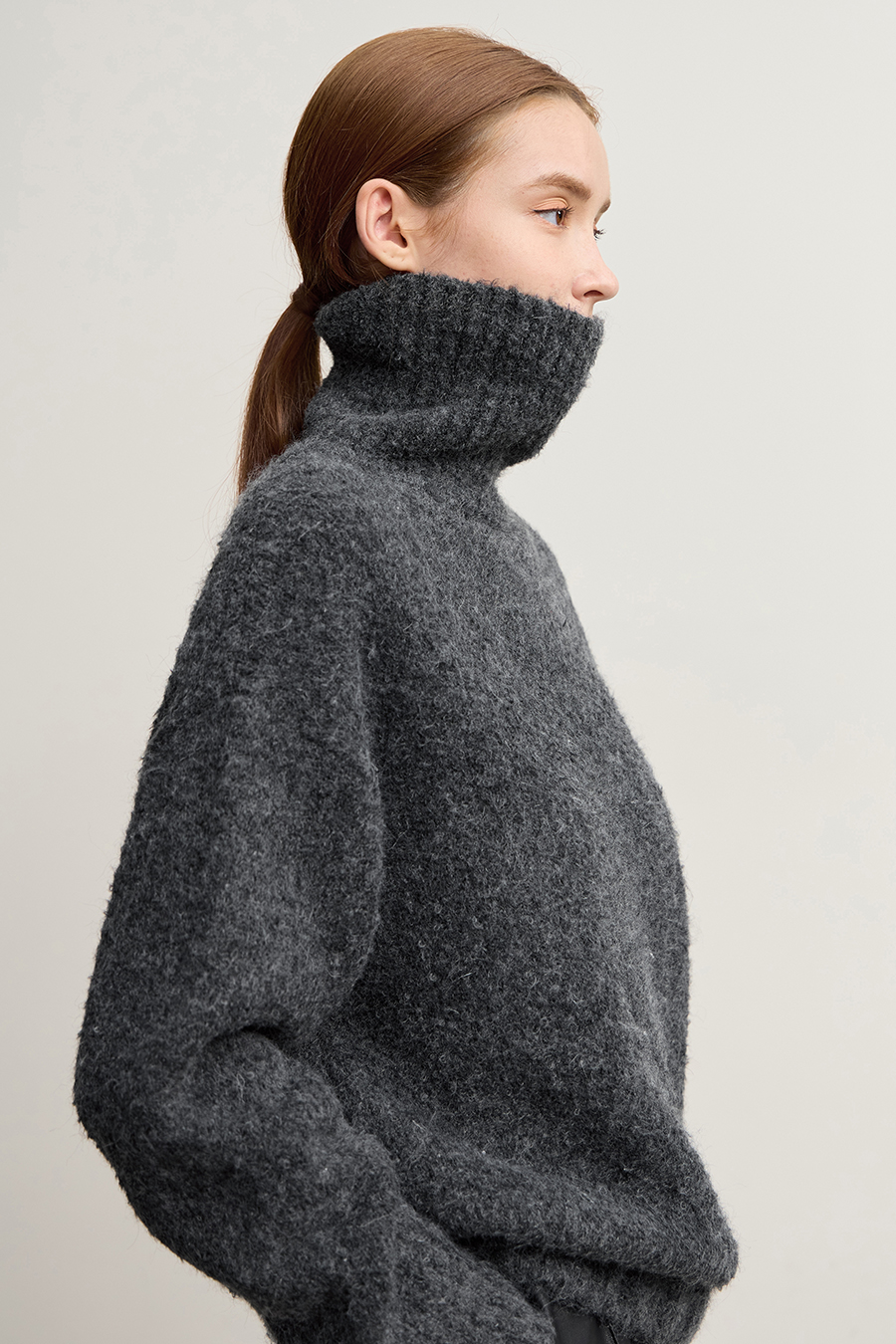 Bouclé Yarn Turtleneck Sweater