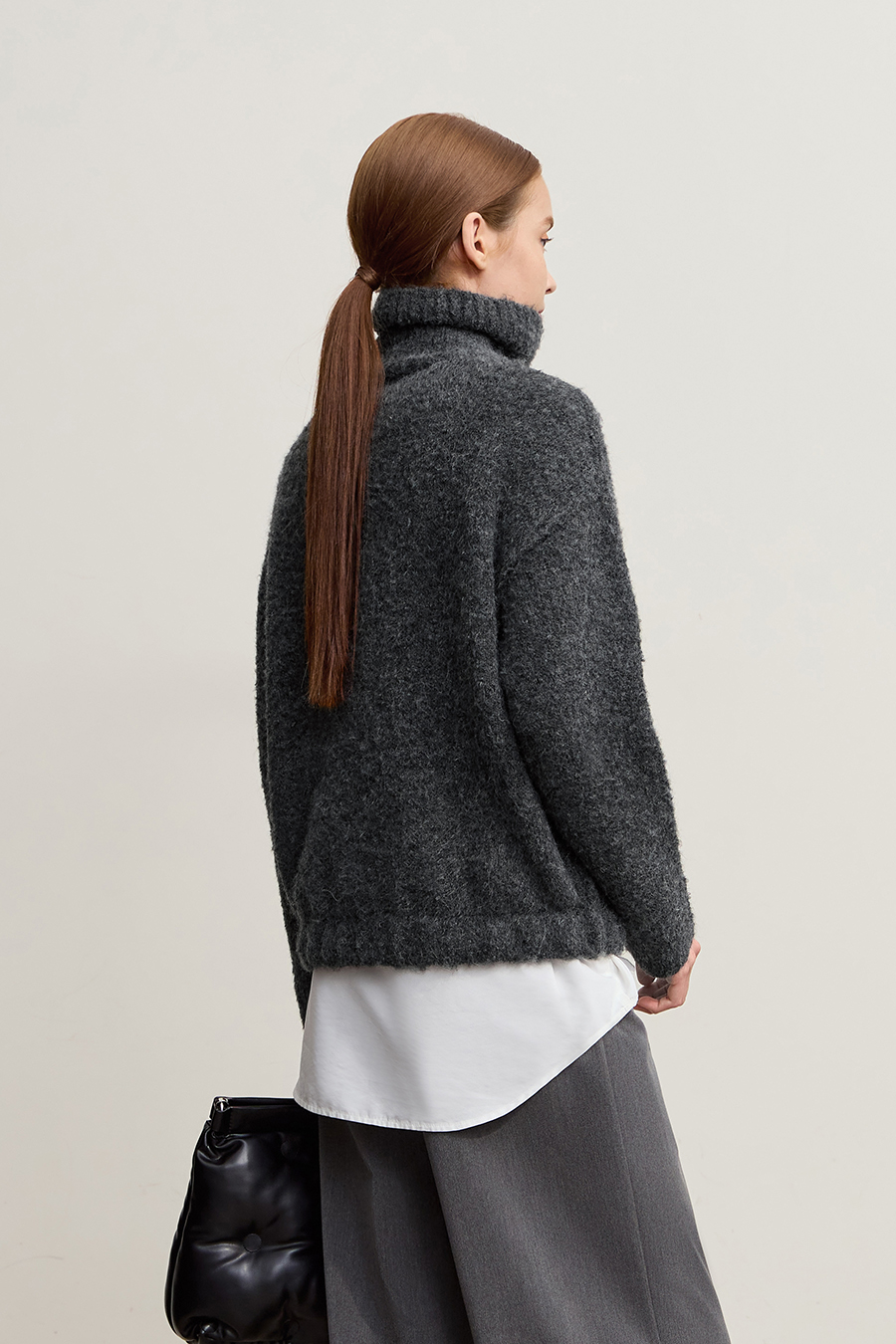 Bouclé Yarn Turtleneck Sweater