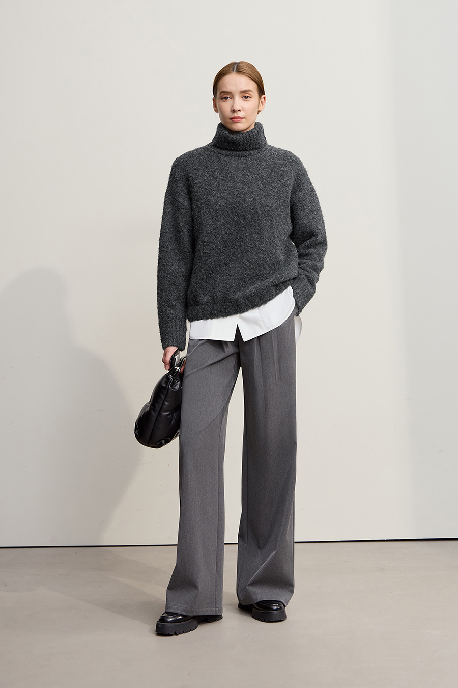 Bouclé Yarn Turtleneck Sweater