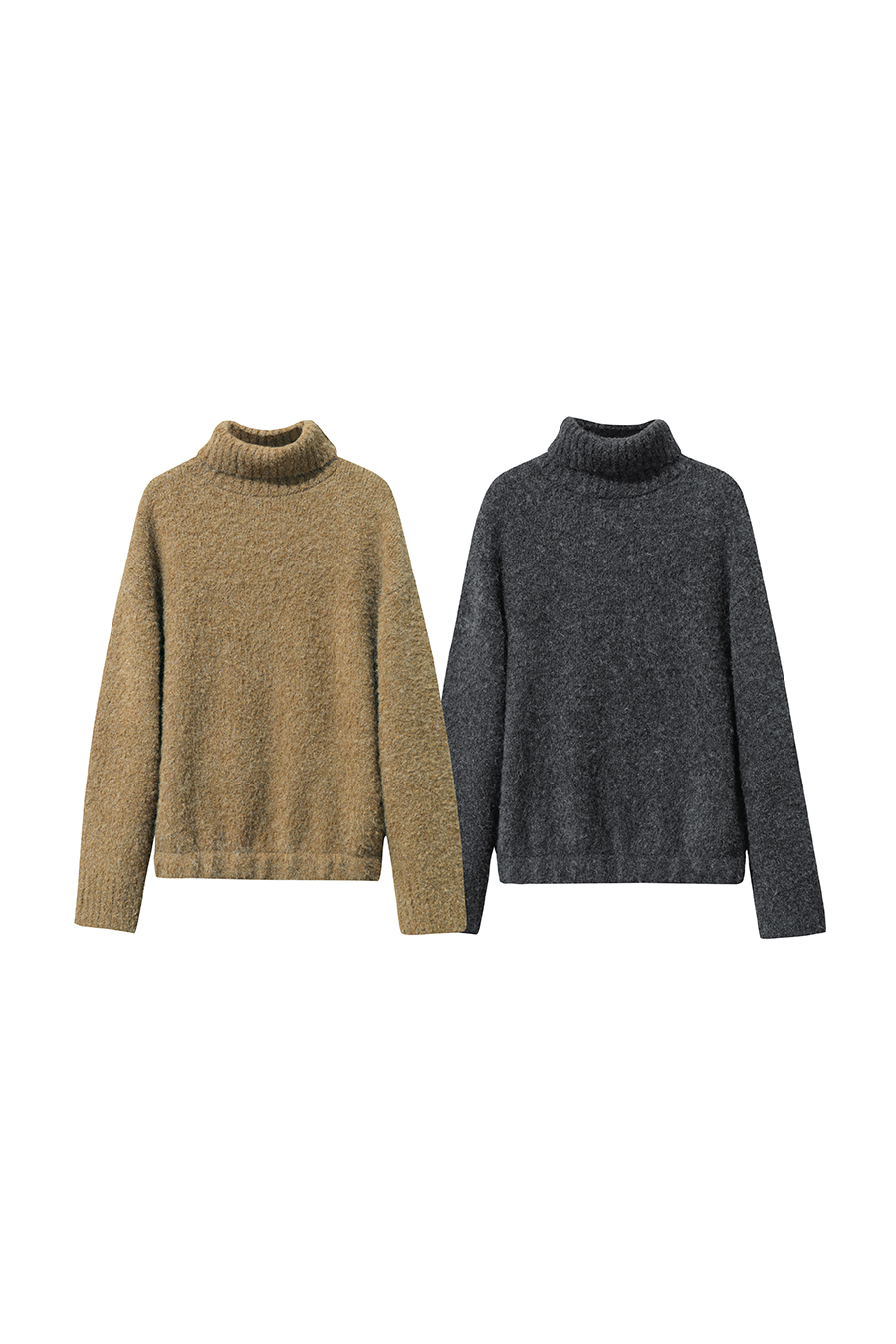 Bouclé Yarn Turtleneck Sweater