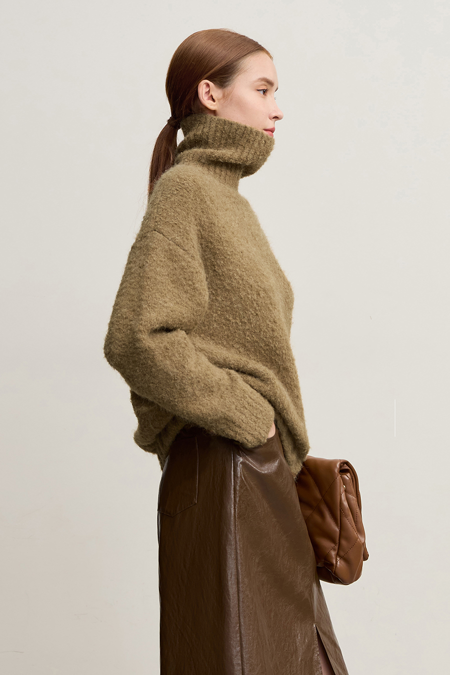 Bouclé Yarn Turtleneck Sweater