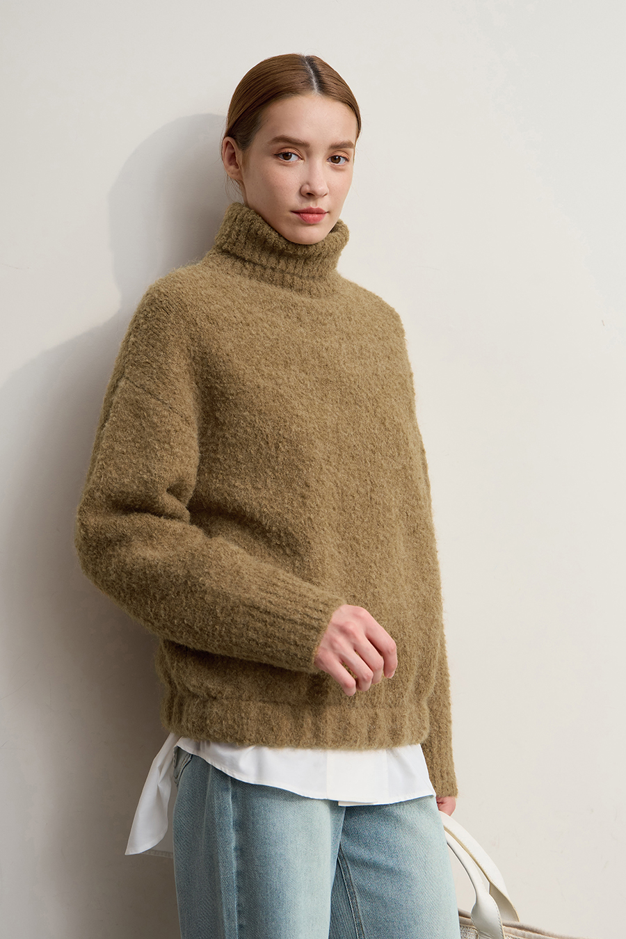 Bouclé Yarn Turtleneck Sweater