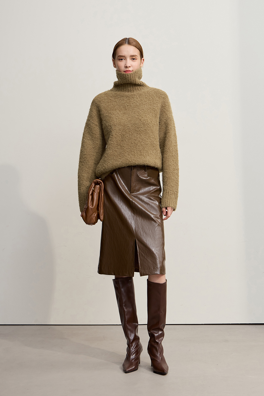 Bouclé Yarn Turtleneck Sweater