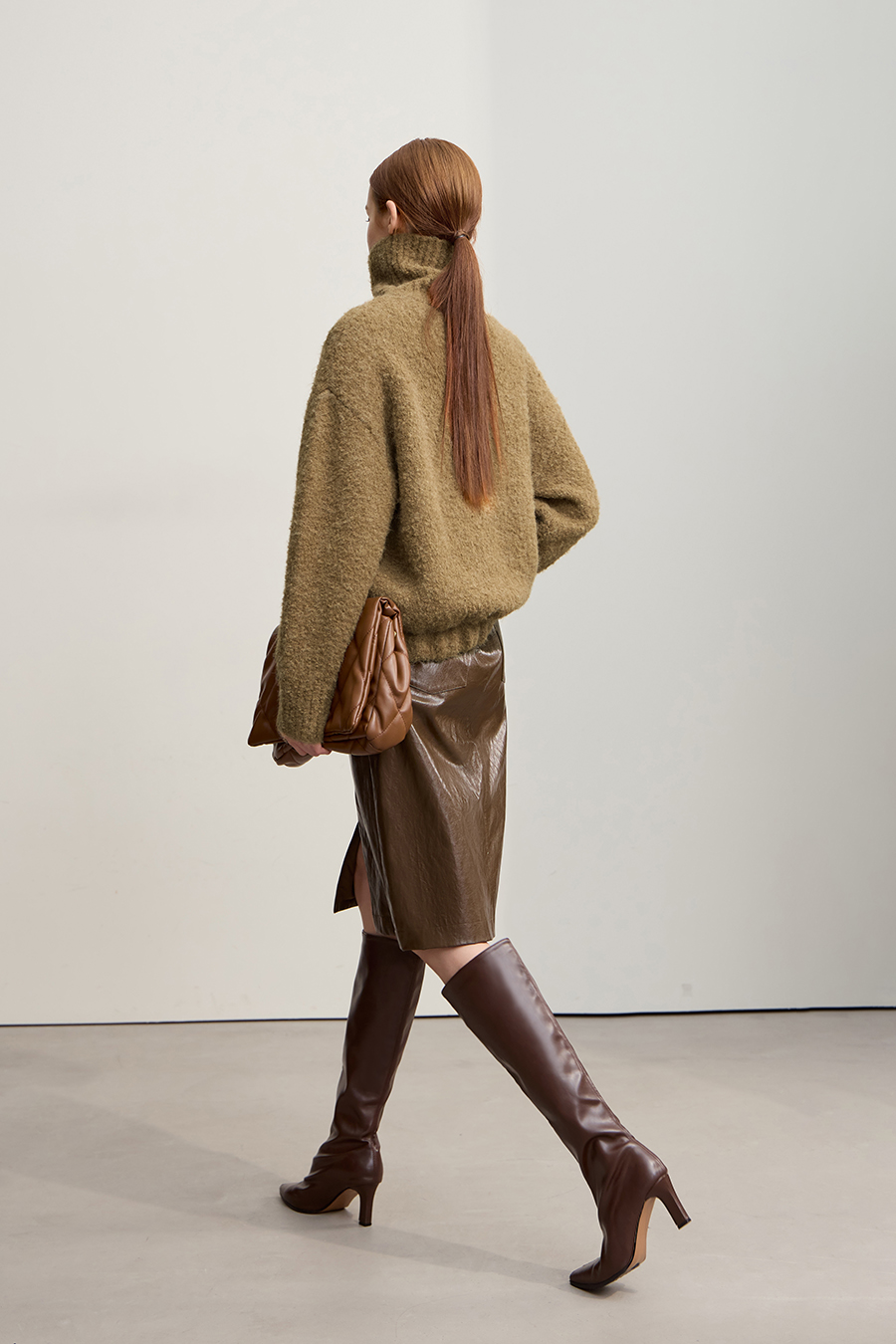 Bouclé Yarn Turtleneck Sweater