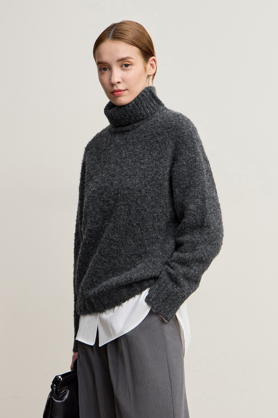 Bouclé Yarn Turtleneck Sweater
