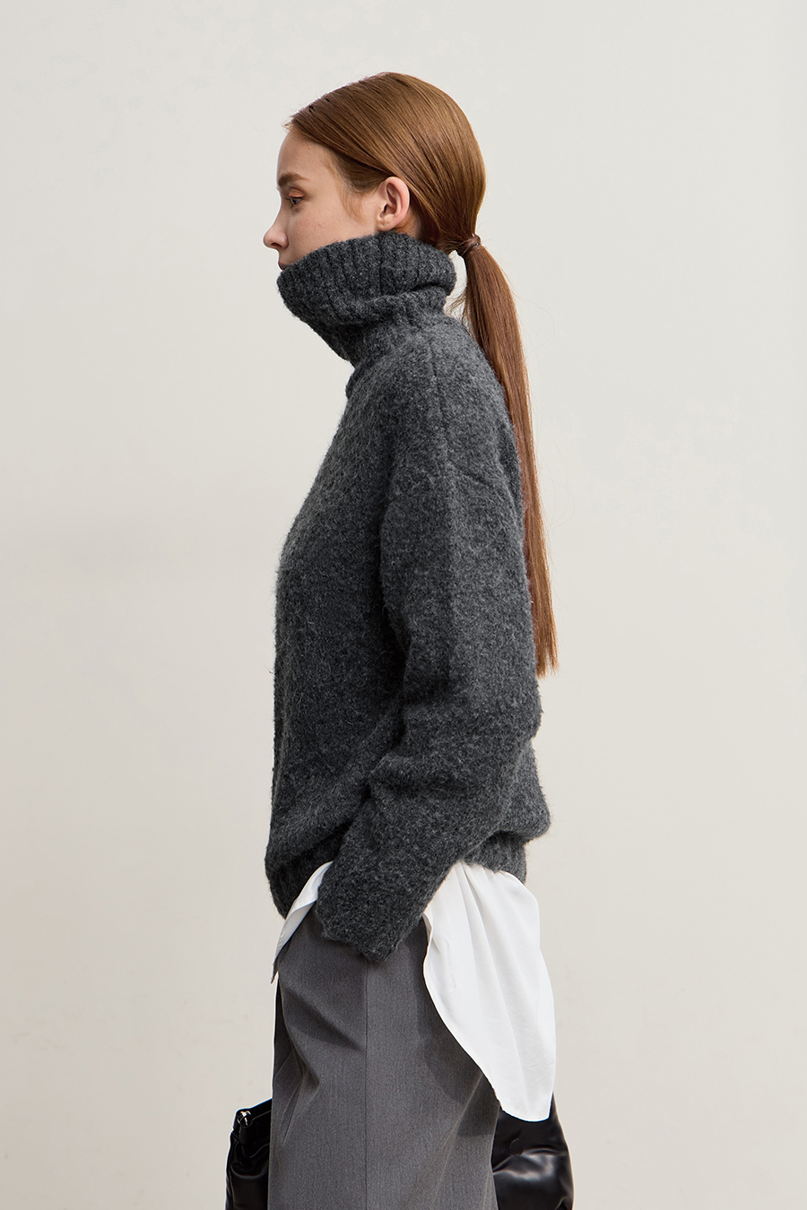 Bouclé Yarn Turtleneck Sweater