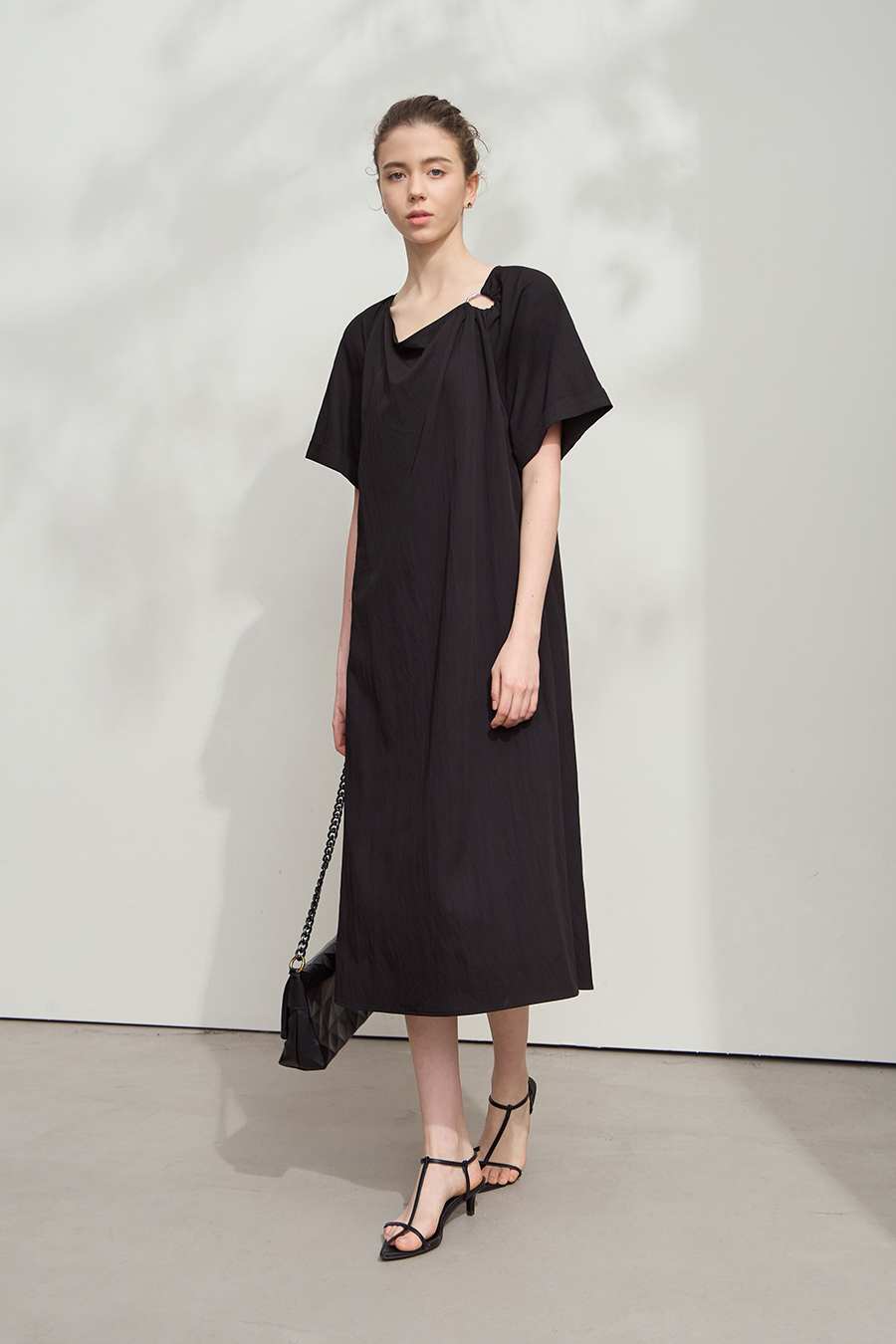 Draped Neck Raglan Dress