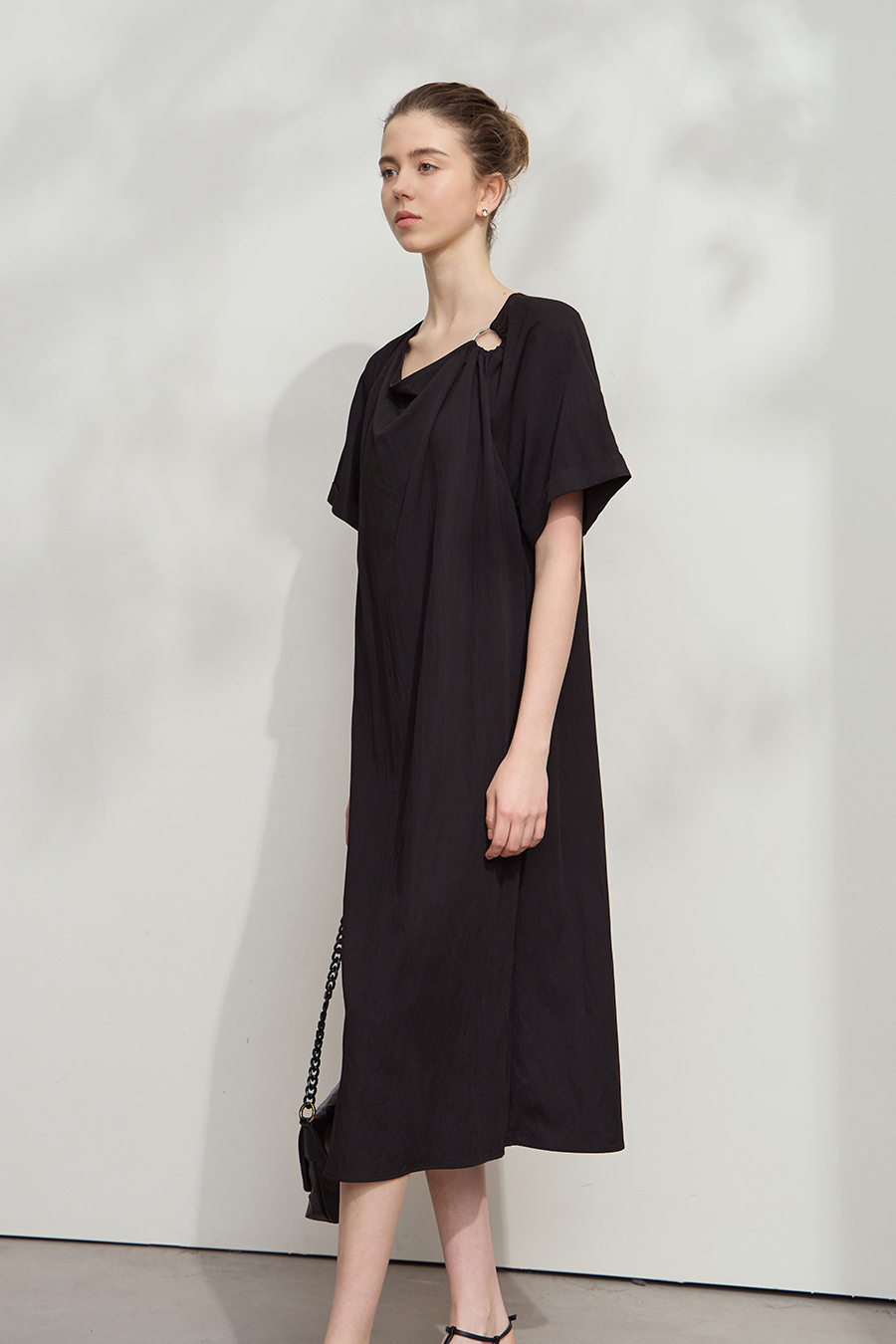 Draped Neck Raglan Dress