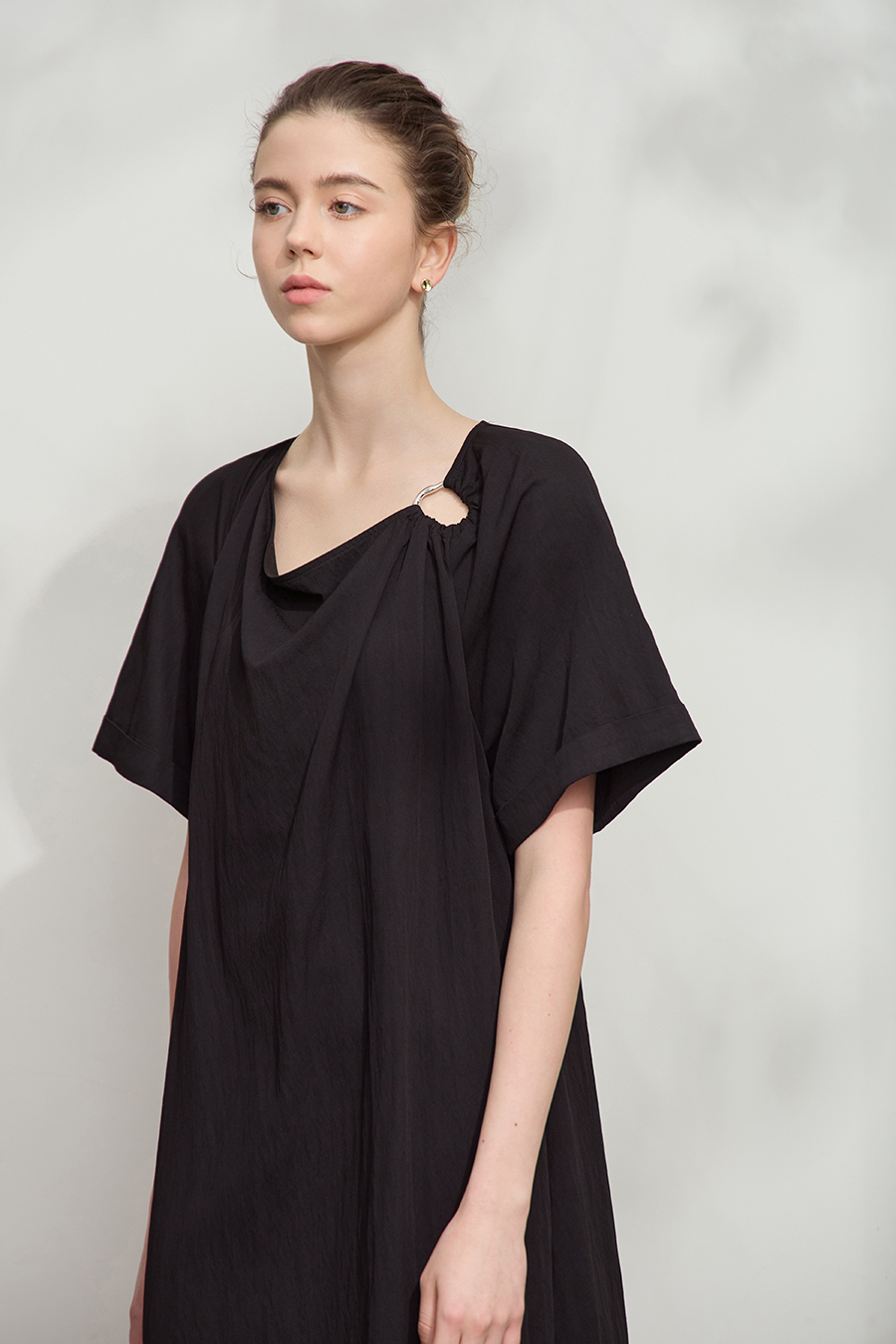 Draped Neck Raglan Dress