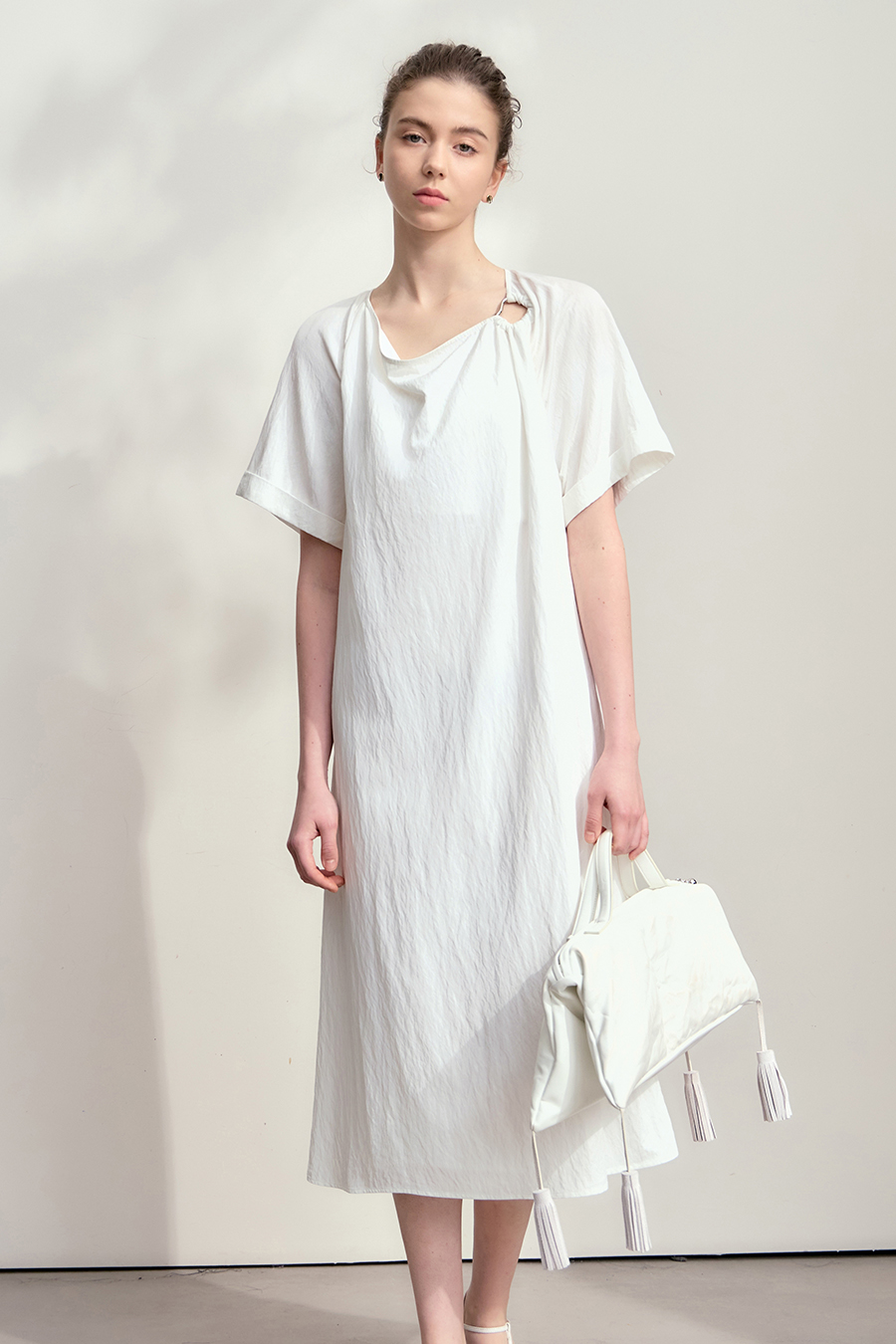 Draped Neck Raglan Dress