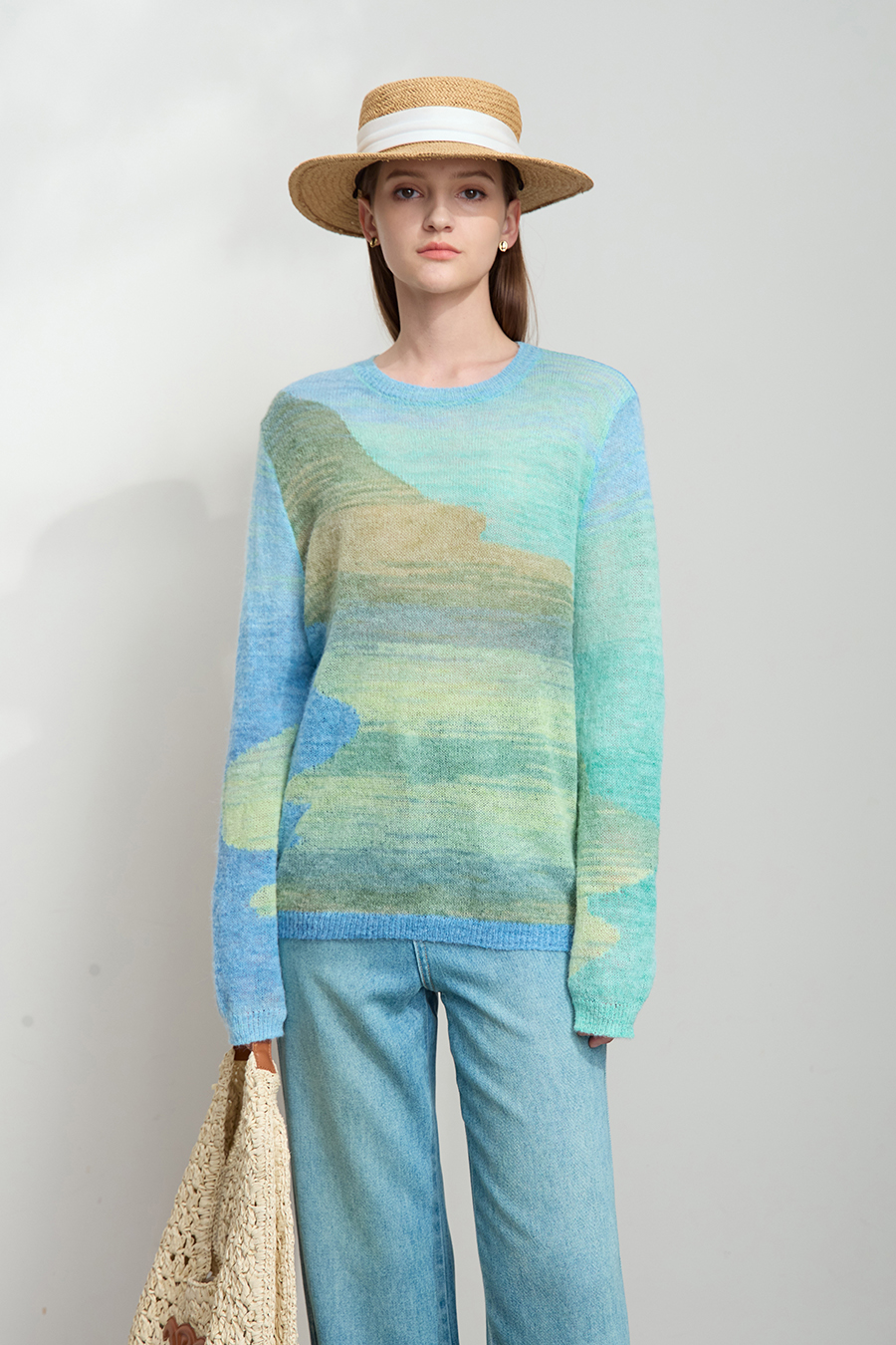 Gradient Color - block Knitted Sweater|AMII-AMII.com