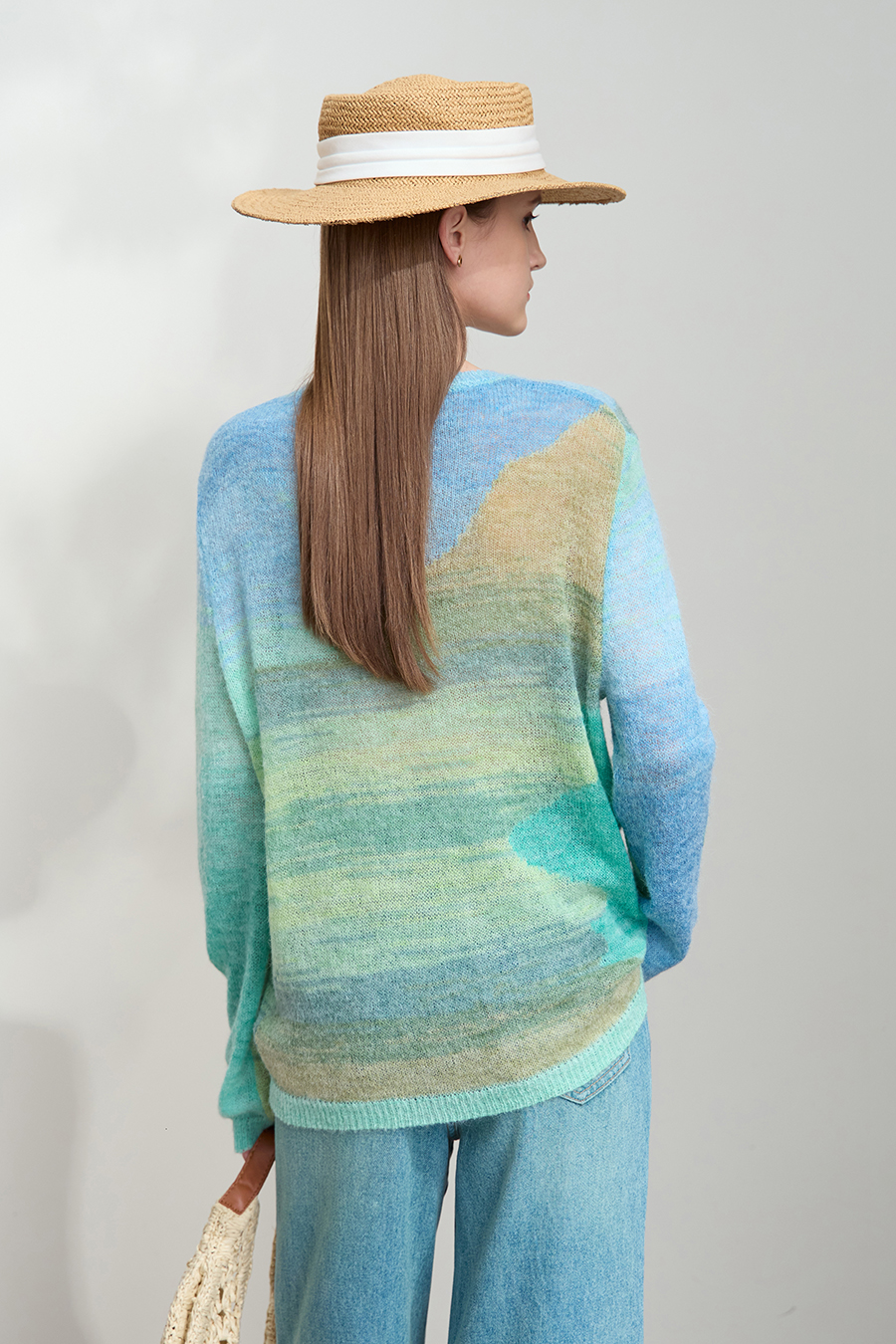 Gradient Color - block Knitted Sweater|AMII-AMII.com