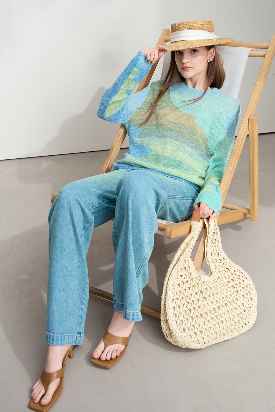 Gradient Color - block Knitted Sweater|AMII-AMII.com