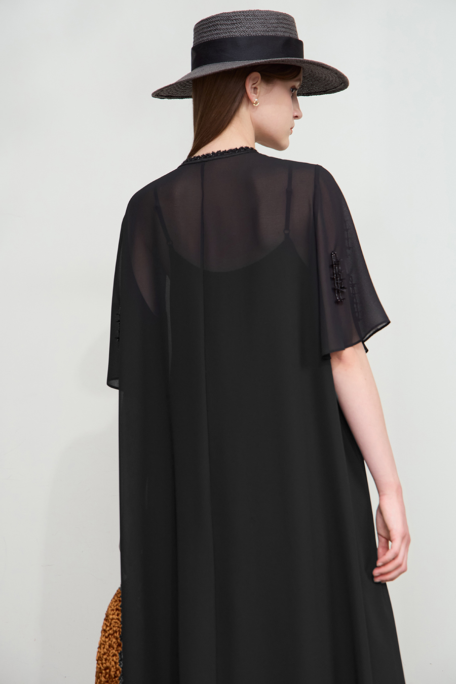 Floral beaded chiffon blouse|AMII