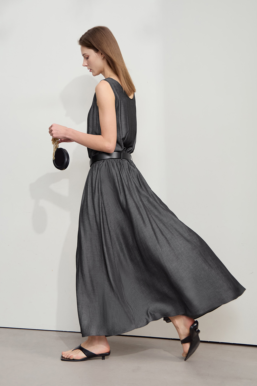 U-neck Gathered Dress
