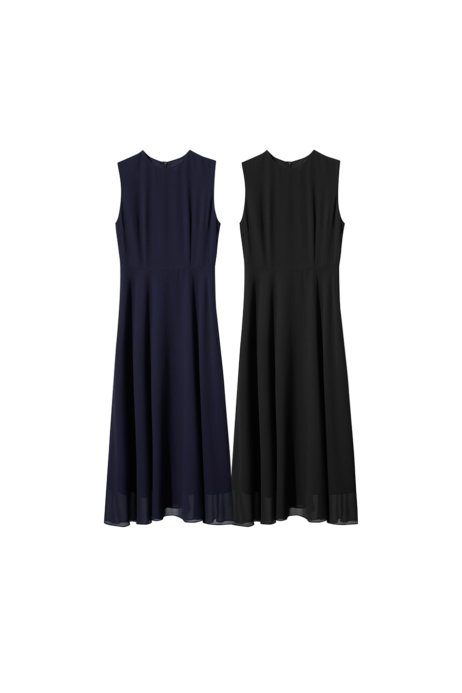 Crew Neck Sleeveless Chiffon Dress