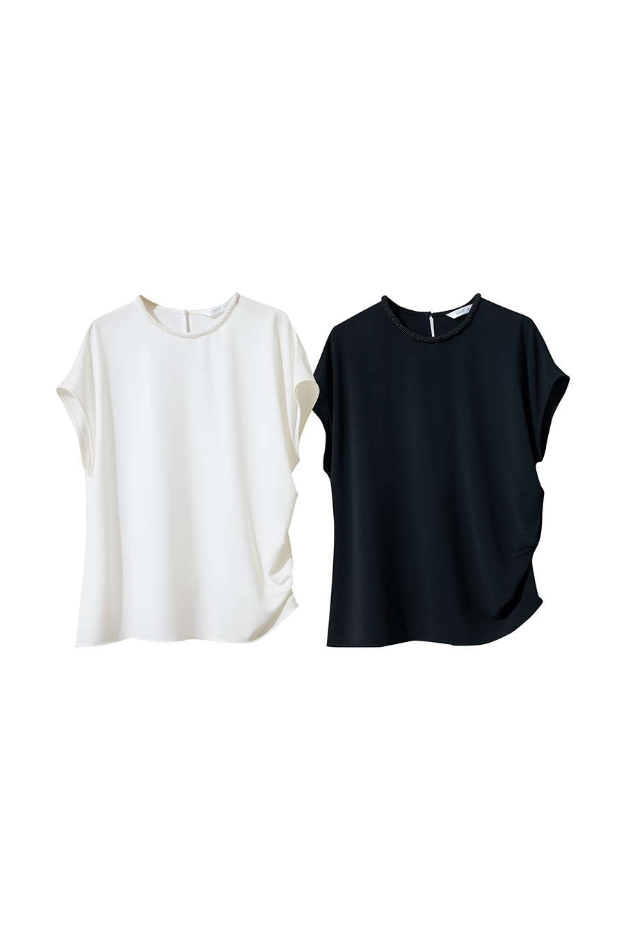 Drop Shoulder Short Sleeve Chiffon Top
