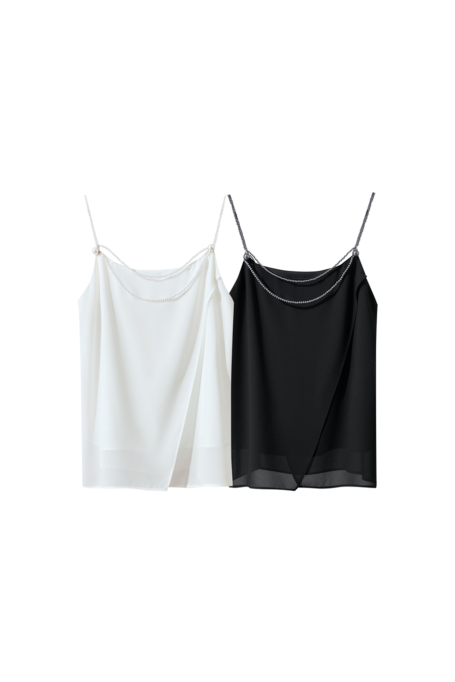 Pearl chiffon beaded-strap camisole|AMII