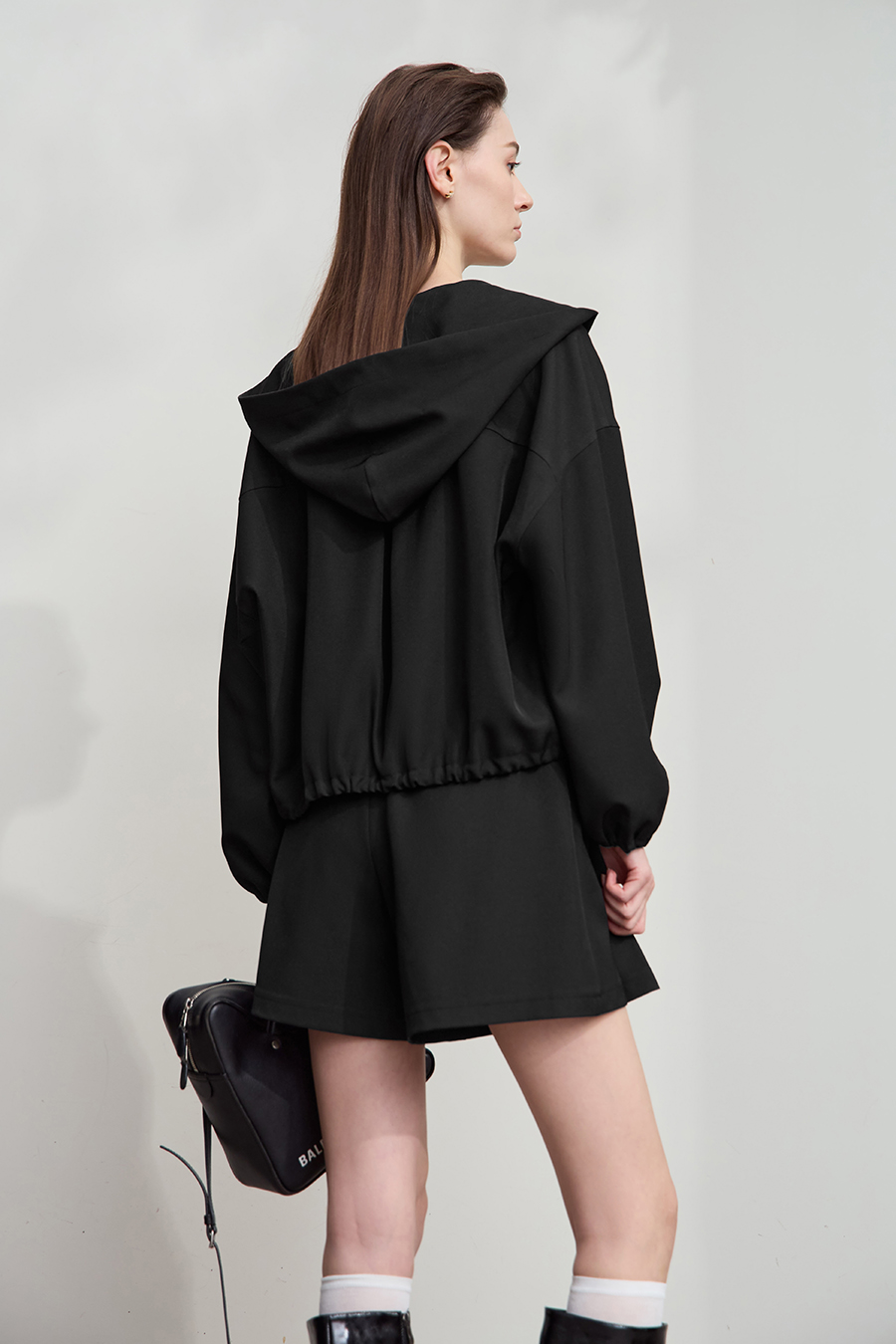 Cropped Hooded Woven Jacket