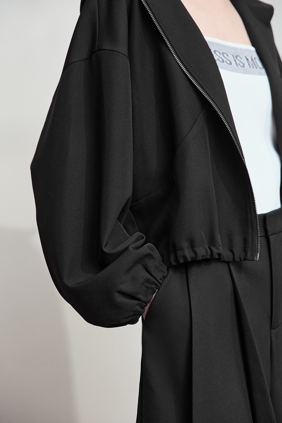 Cropped Hooded Woven Jacket