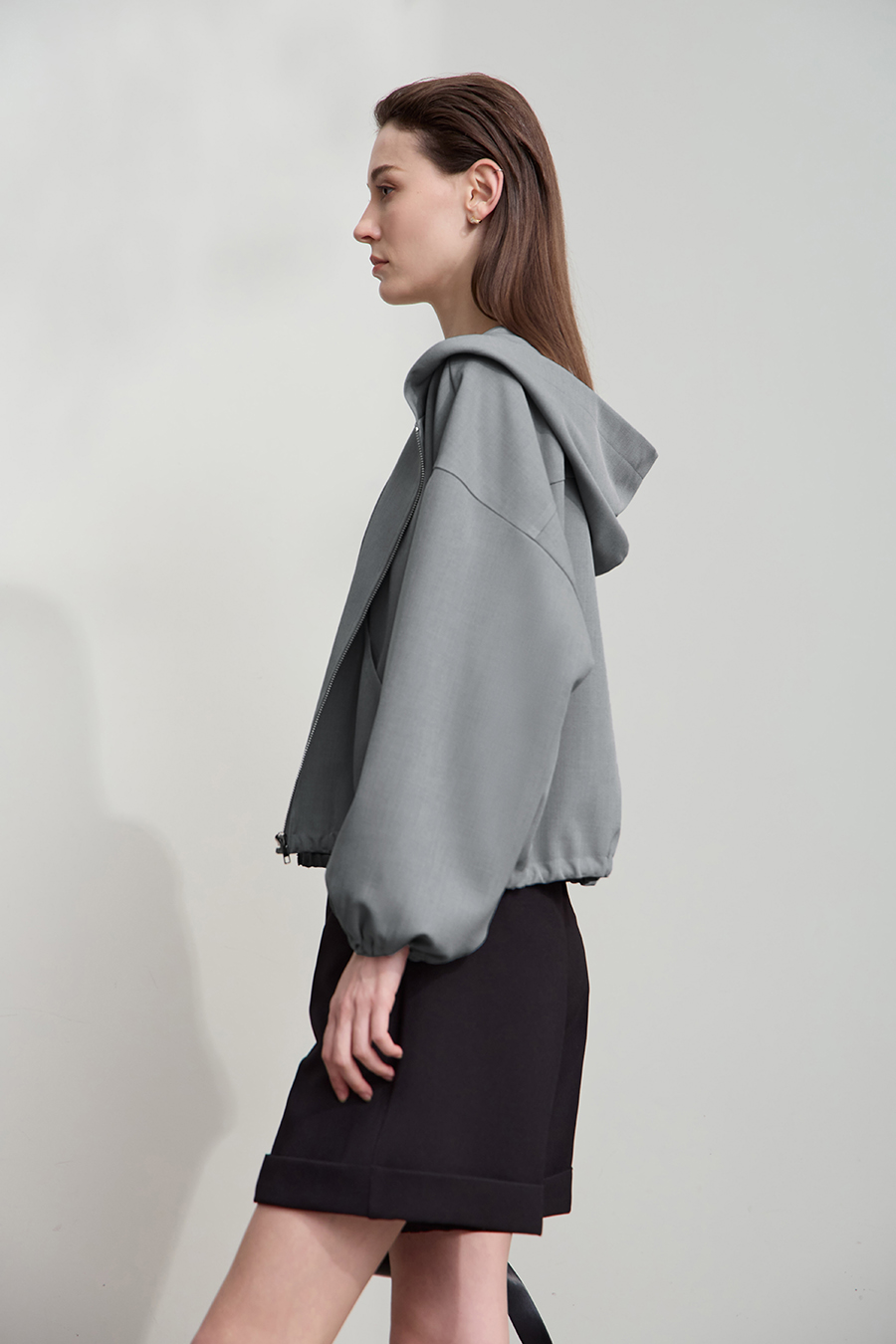 Cropped Hooded Woven Jacket