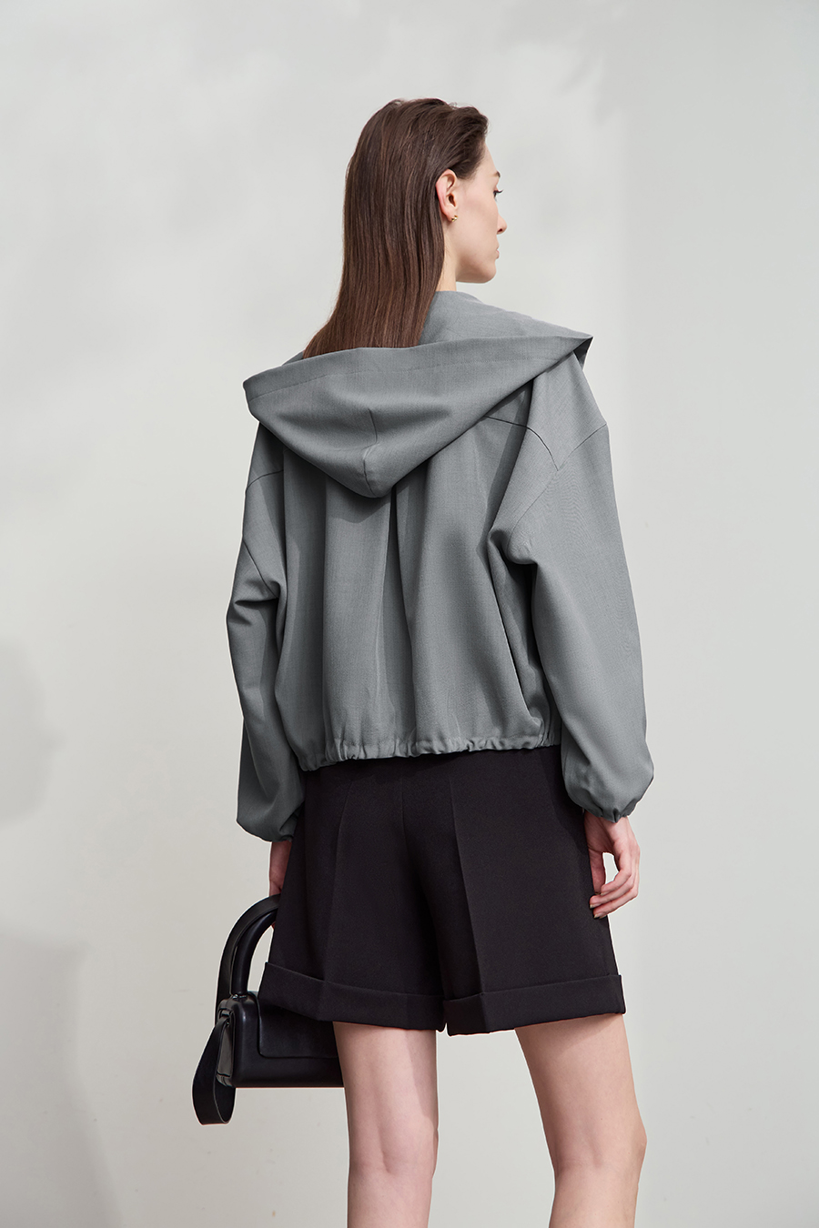 Cropped Hooded Woven Jacket