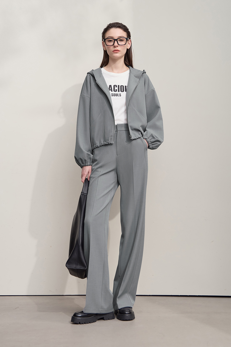 Cropped Hooded Woven Jacket