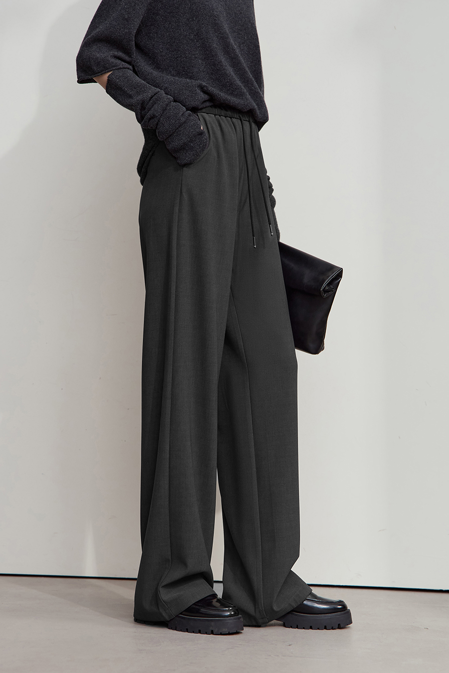Belted Wide - leg Casual Long Pants|AMII-AMII.com