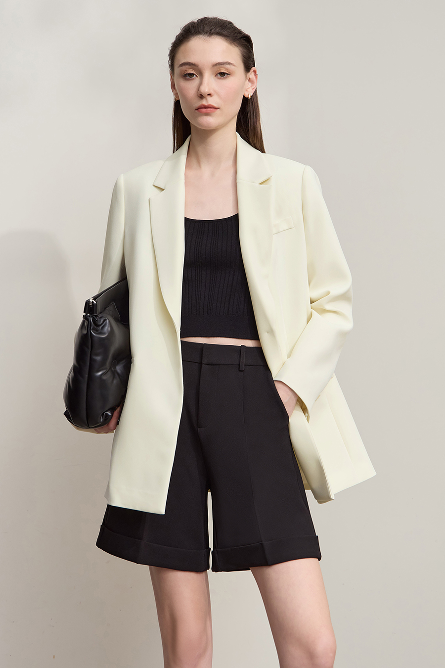 Notch Lapel Padded Shoulder Suit|AMII-AMII.com