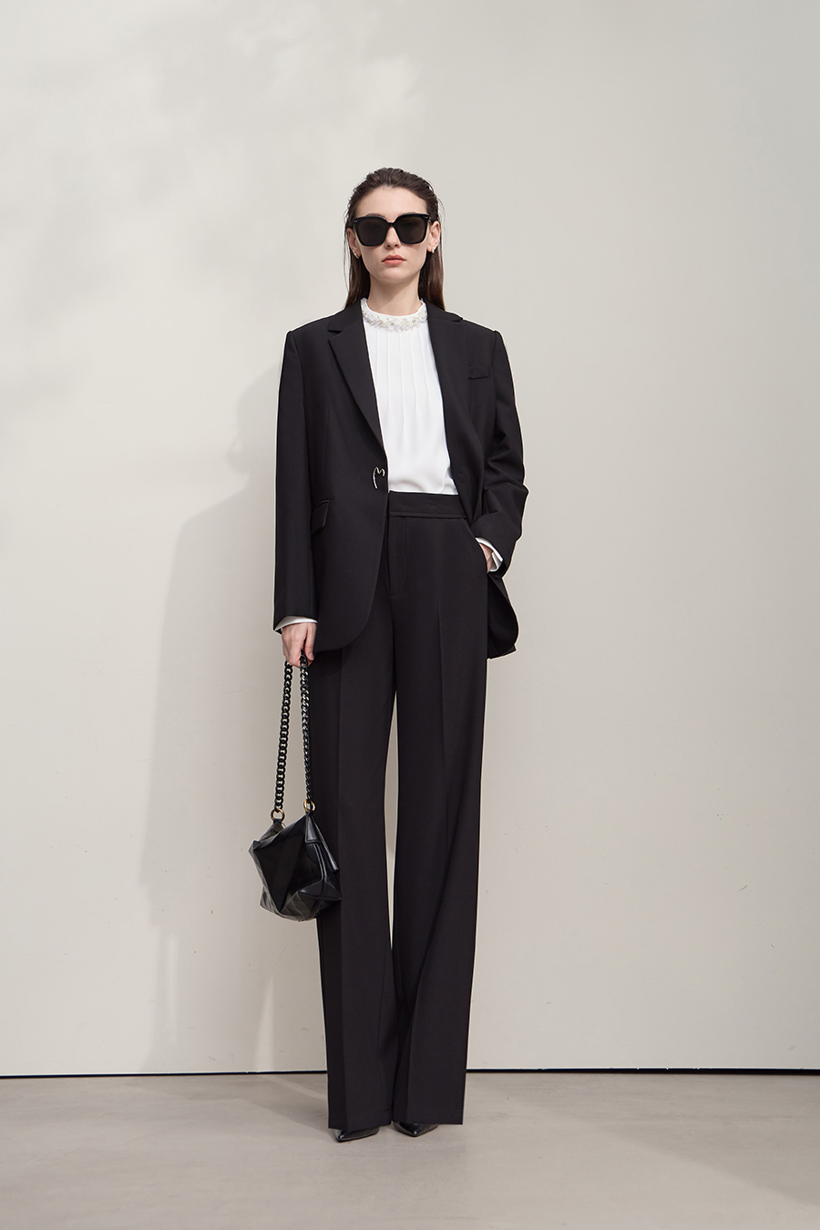 Twill Wide-Leg Casual Pants|AMII-AMII.com