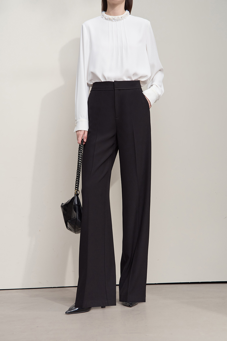 Twill Wide-Leg Casual Pants|AMII-AMII.com