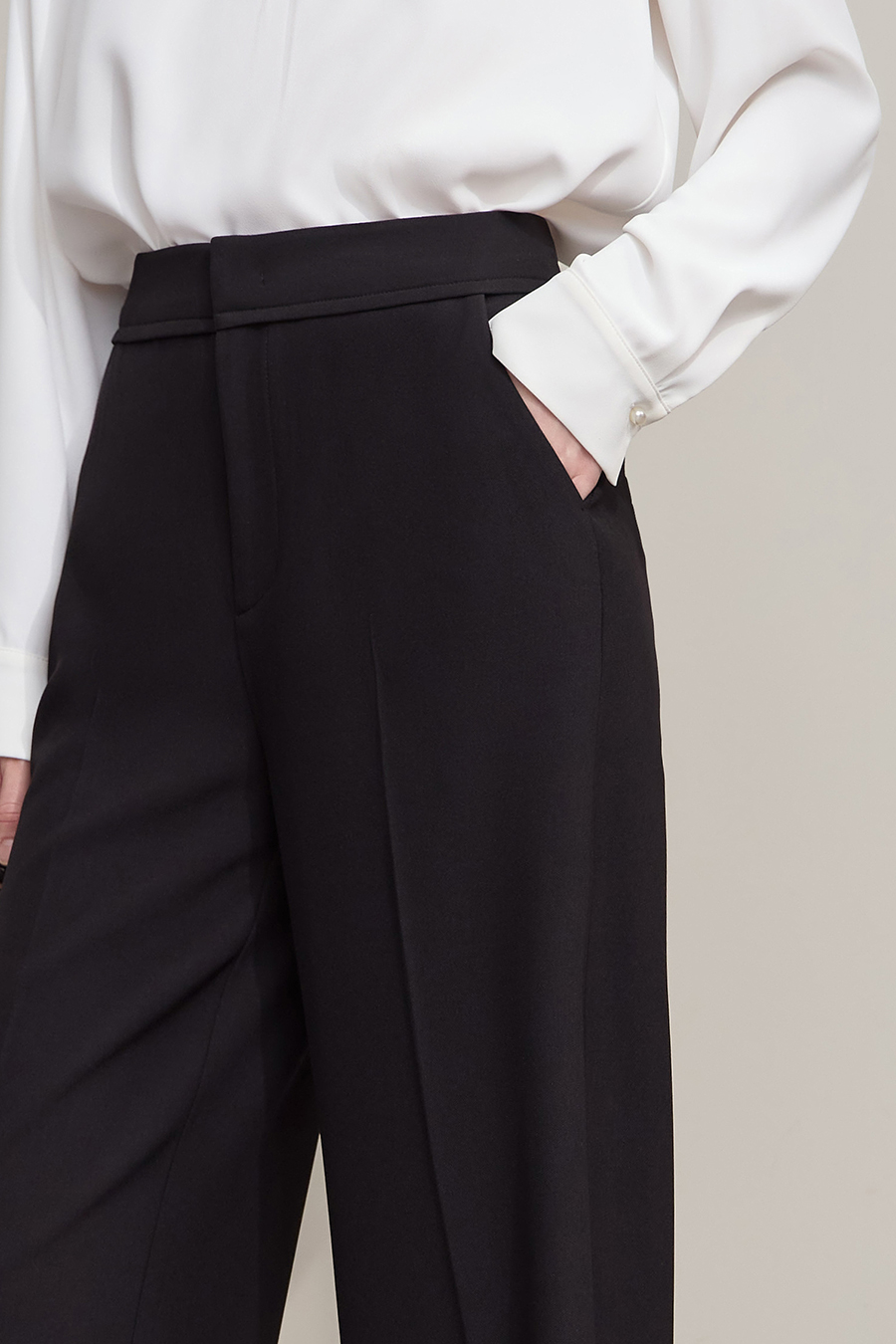 Twill Wide-Leg Casual Pants|AMII-AMII.com