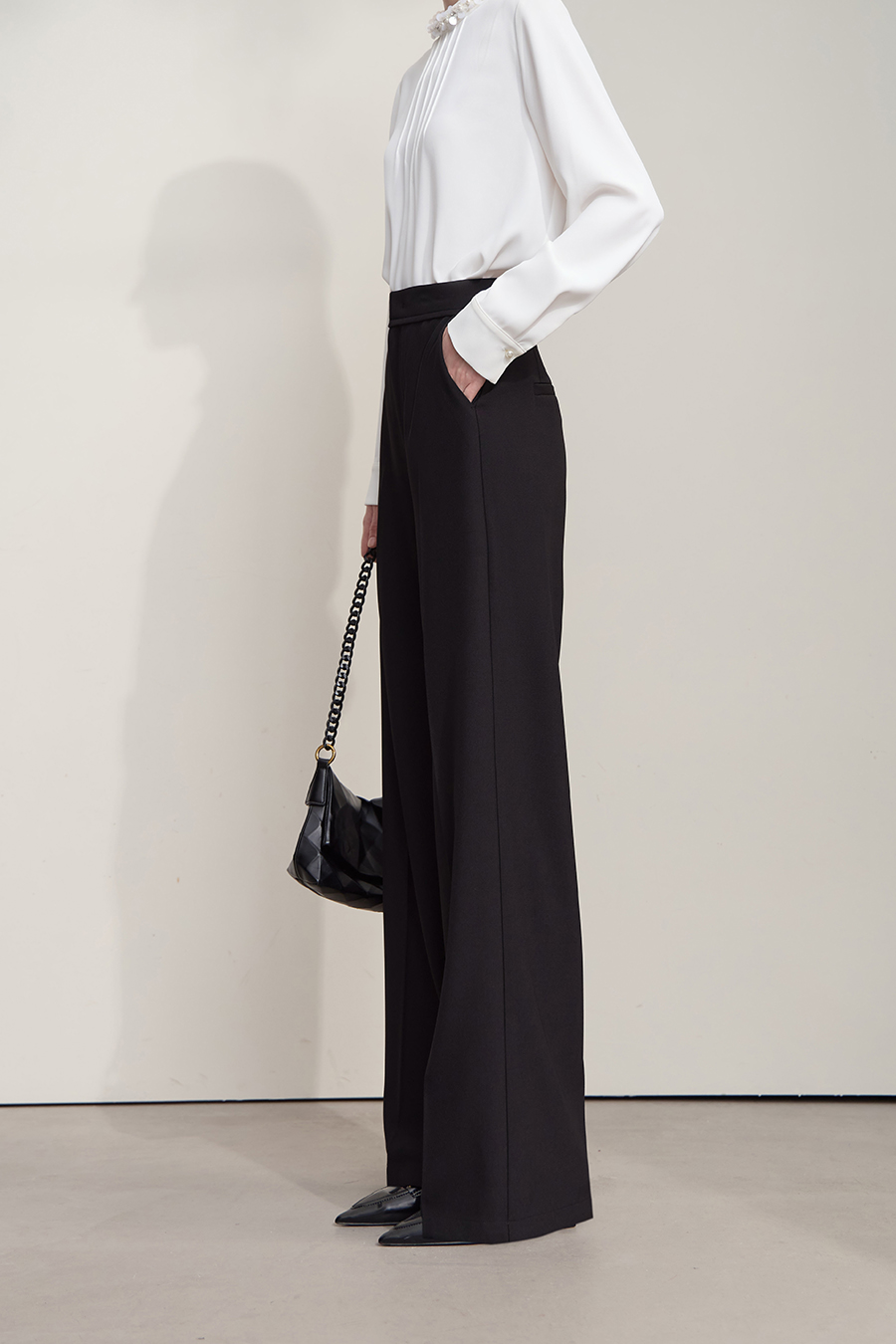 Twill Wide-Leg Casual Pants|AMII-AMII.com