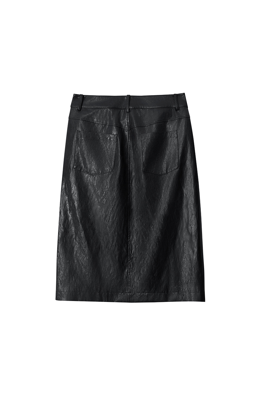 Front Slit PU Skirt|AMII-AMII.com