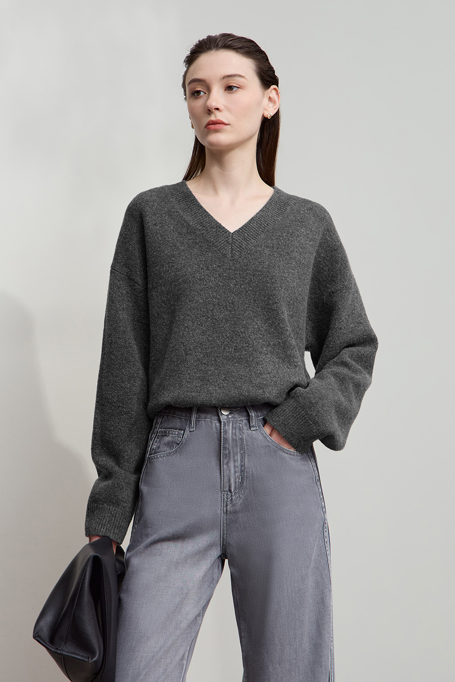 V-neck Drop-shoulder Sweater